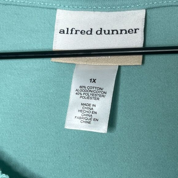 Alfred Dunner Womens Knit Top 1X Aqua‎ Blue Pearl Twist 3/4 Sleeve Easter Office - Picture 4 of 11